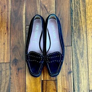Prada suede black loafers